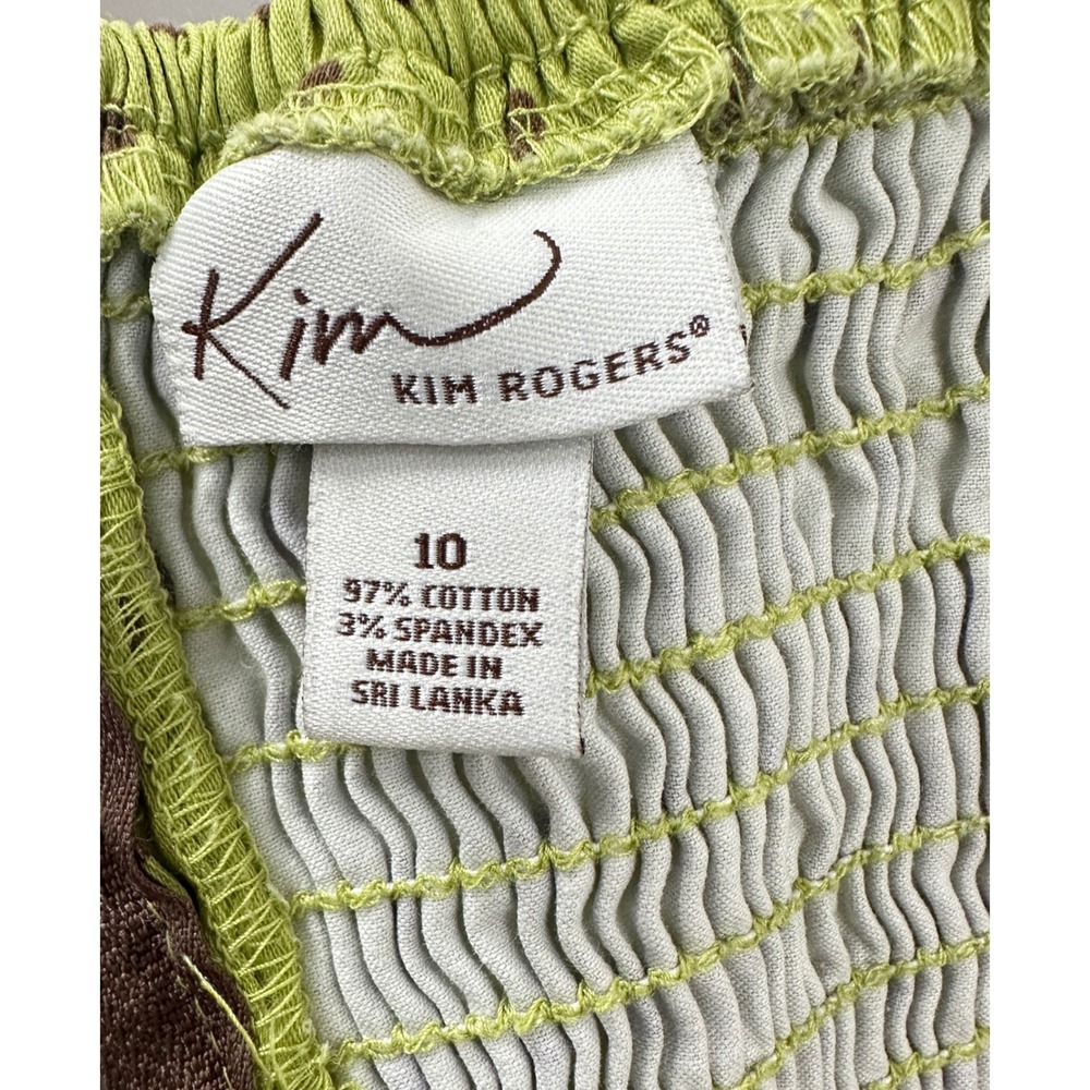 Kim Rogers Sleeveless Polka‎ Dot Dress Knee Length Green Brown Ruched Back Sz 10 - Picture 6 of 8
